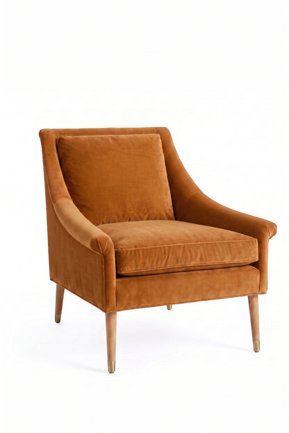 Sillón de un cuerpo Bélgica color Gamuza en pana antimanchas importada, diseño simple y envolvente — para un living simple y cómodo. Hecho a medida por Tienda de Banquitos.