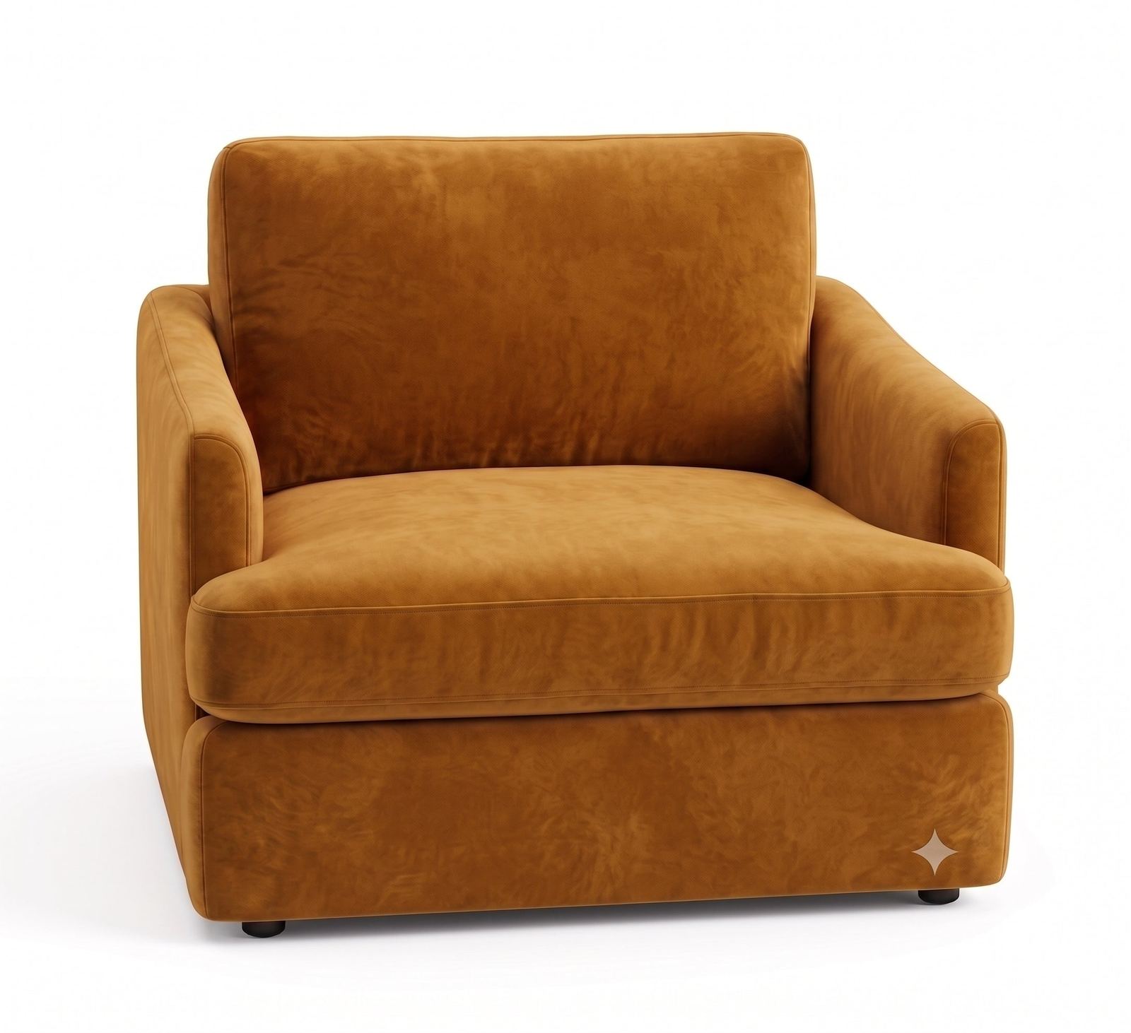 Sillón de un cuerpo Elton color Gamuza en pana antimanchas importada, silueta simple y minimalista — un sillón simple que combine con todo. Hecho a medida por Tienda de Banquitos.