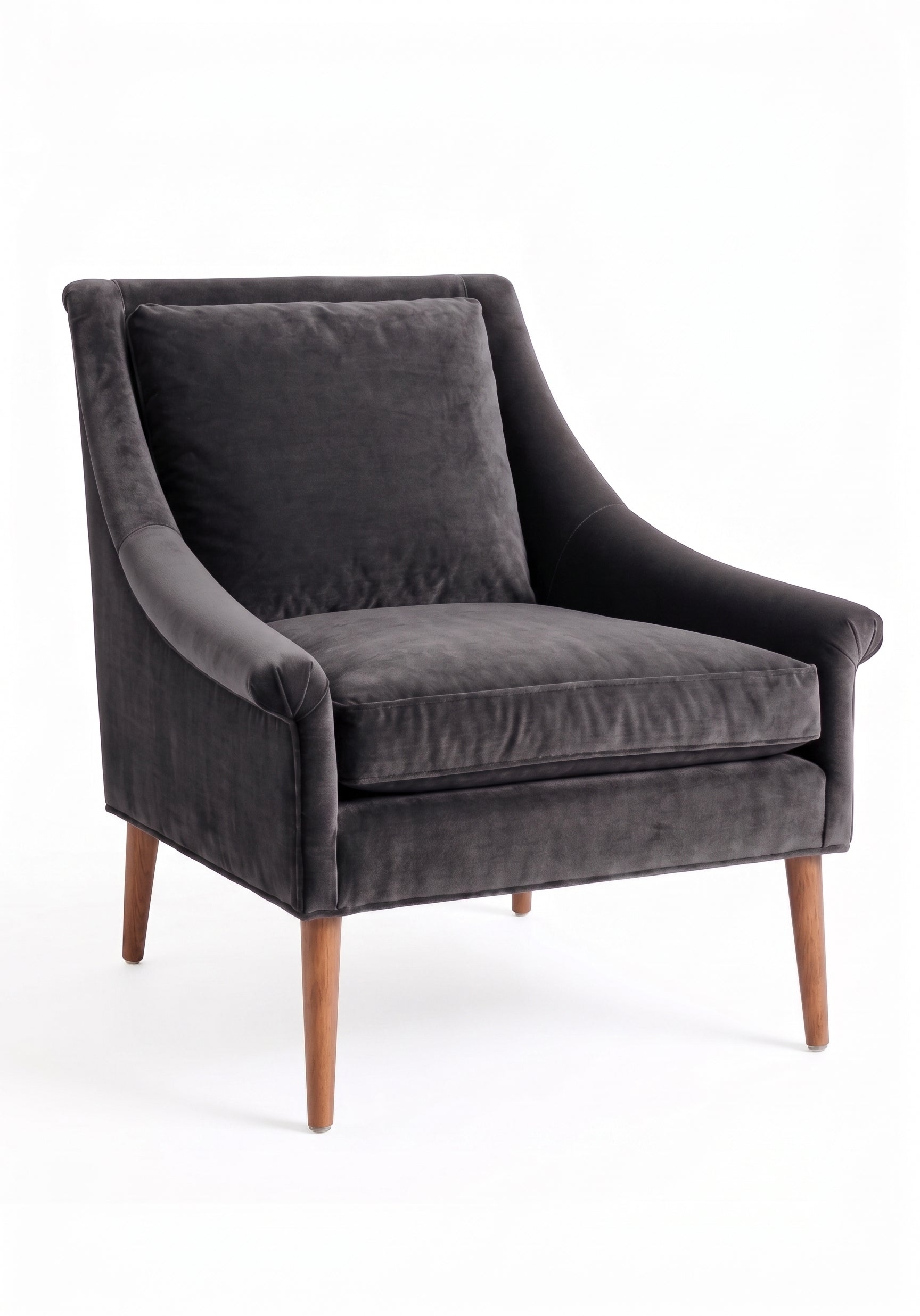 Sillón de un cuerpo Bélgica color Grafito en pana antimanchas importada, diseño simple y envolvente — perfecto para un espacio de lectura sereno. Hecho a medida por Tienda de Banquitos.