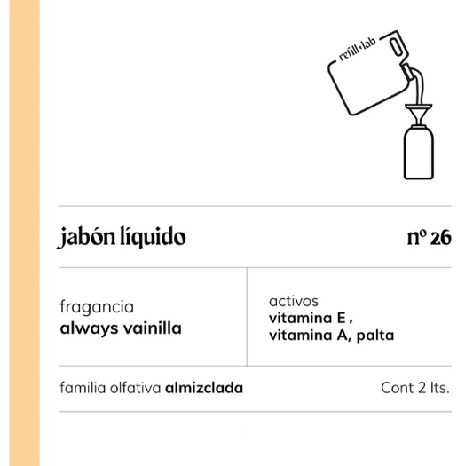 Jabón líquido Refill Lab 2 litros – Vista lateral del bidón | Tienda de Banquitos