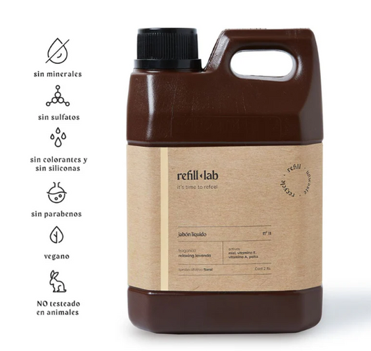 Jabón líquido Refill Lab bidón 2 litros - Con Palta y Vitamina E, recargable en Palermo