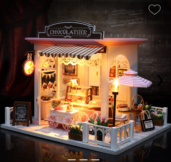 Kit Do It Yourself Chocolatería con Luces - tienda de chocolates en miniatura con luces LED