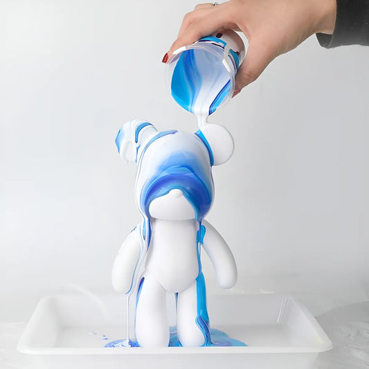 Kit Fluid Painting Osito 23cm - muñeco pintable artesanal con pinturas y delantal