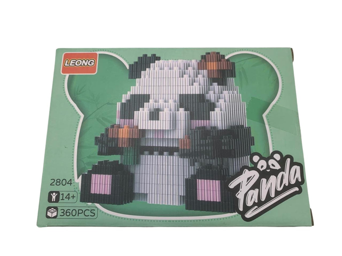 Caja del panda Chia Chia, modelo 2804 de 360 piezas, con flores naranjas en la cabeza