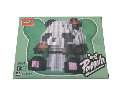 Caja del panda Chia Chia, modelo 2804 de 360 piezas, con flores naranjas en la cabeza