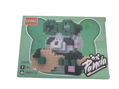 Caja del panda Tohuí, modelo 2808 de 396 piezas, con moño verde y almohadón beige