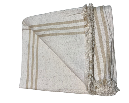Manta para sillón o alfombra simil algodón con franjas – Pie de cama | Tienda de Banquitos