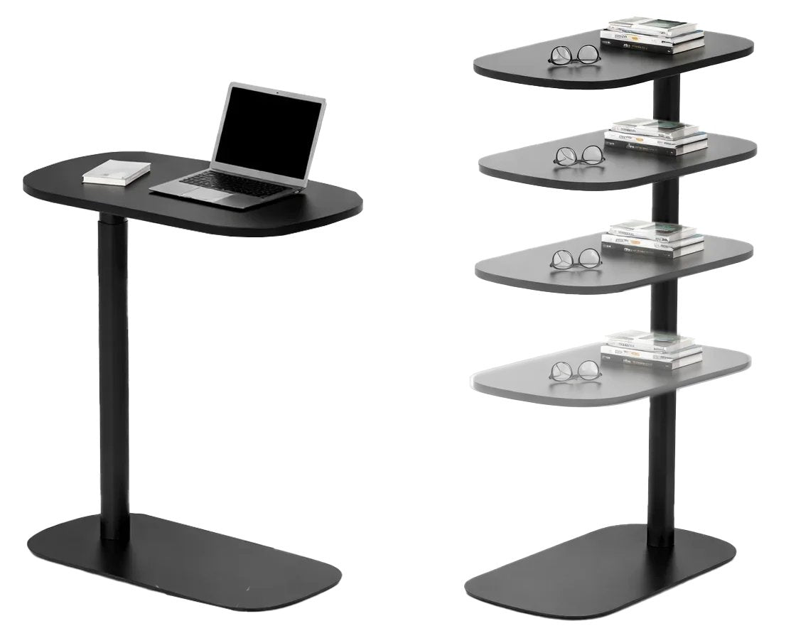 Mesa de arrime Beside de Archivos Activos negra con notebook, en varias alturas