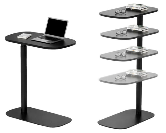 Mesa de arrime Beside de Archivos Activos negra con notebook, en varias alturas