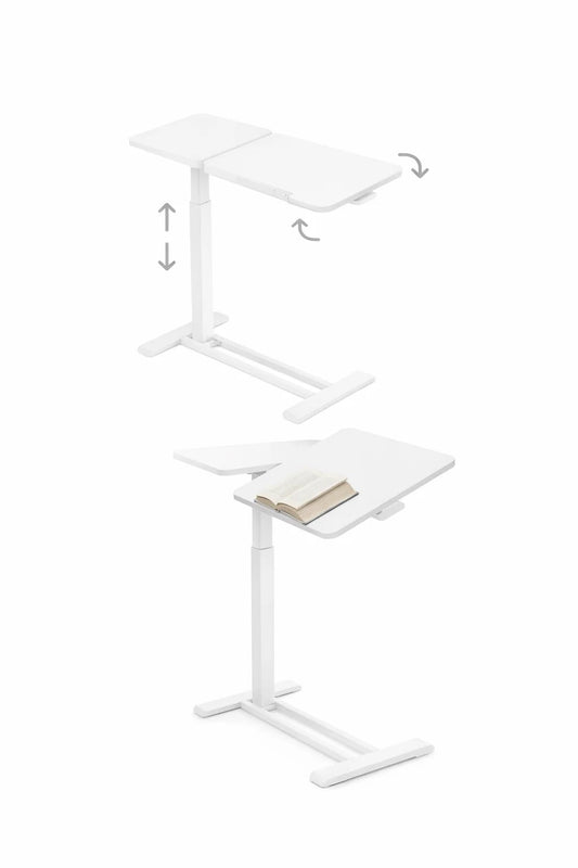 Mesa de arrime Lumiere de Archivos Activos blanca en dos posiciones, con altura regulable y tapa basculante