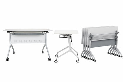 Mesa rebatible Spin de Archivos Activos abierta, plegándose y cuatro plegadas encastradas
