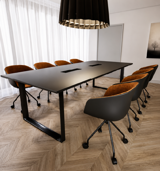 Mesa de oficina línea Zen con tapa amplia y estructura moderna, ideal para reuniones, uso gerencial o puestos operativos en espacios laborales.