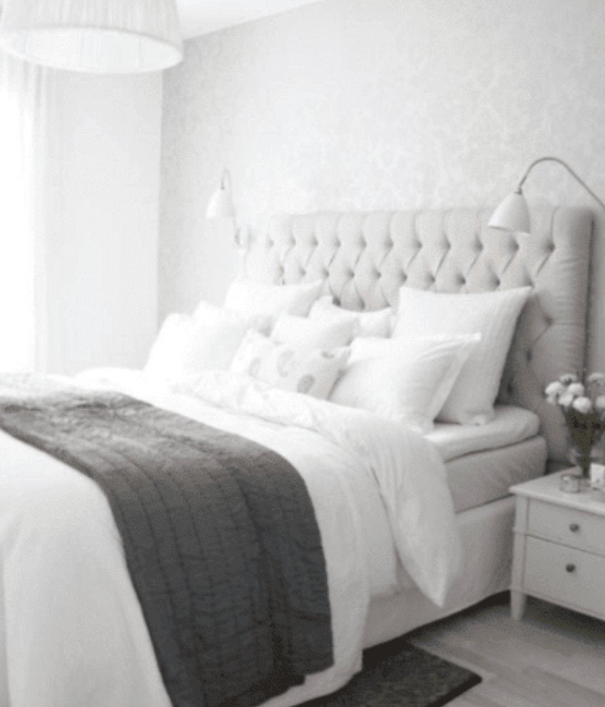 Respaldo de cama Mily capitoné en gris – Tienda de Banquitos