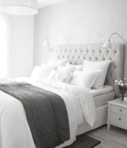 Respaldo de cama Mily capitoné en gris – Tienda de Banquitos