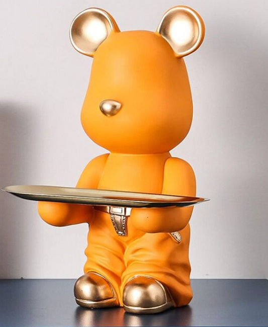 Mr Bear Orange – Figura decorativa artesanal de oso naranja | Tienda de Banquitos