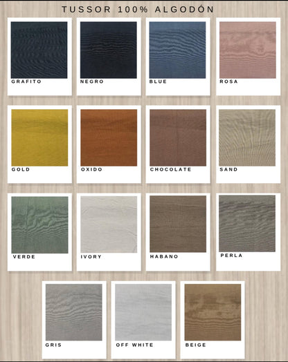 Muestrario de telas y colores disponibles para el sofá Comfy de Tienda de Banquitos