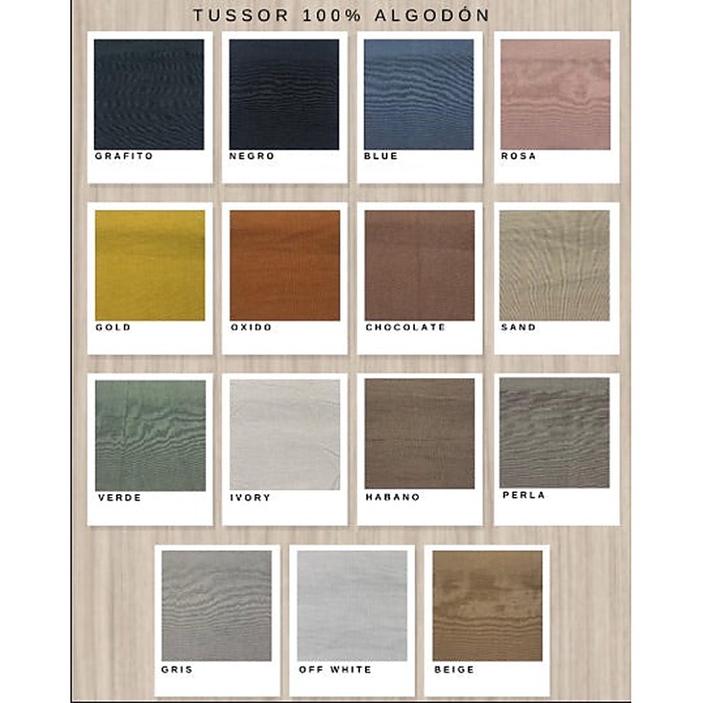 Muestrario de colores disponibles en tussor 100% algodón para el Sillón Comfy