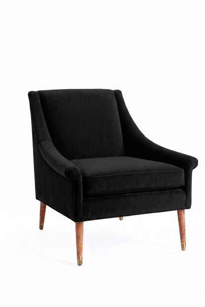Sillón de un cuerpo Bélgica color Black en pana antimanchas importada, diseño simple y envolvente — perfecto para un espacio de lectura sereno. Hecho a medida por Tienda de Banquitos.