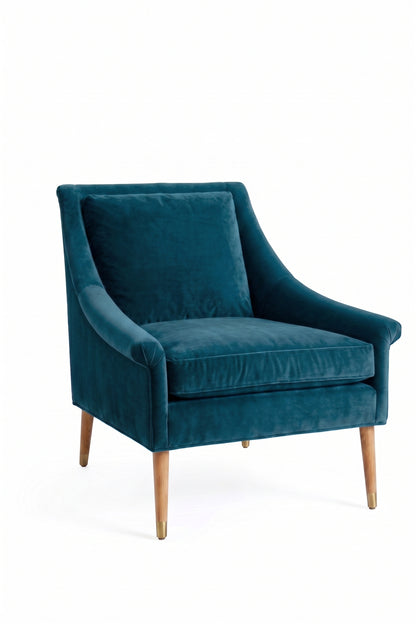 Sillón de un cuerpo Bélgica color Océano en pana antimanchas importada, diseño simple y envolvente — ideal para armar un rincón de lectura tranquilo. Hecho a medida por Tienda de Banquitos.