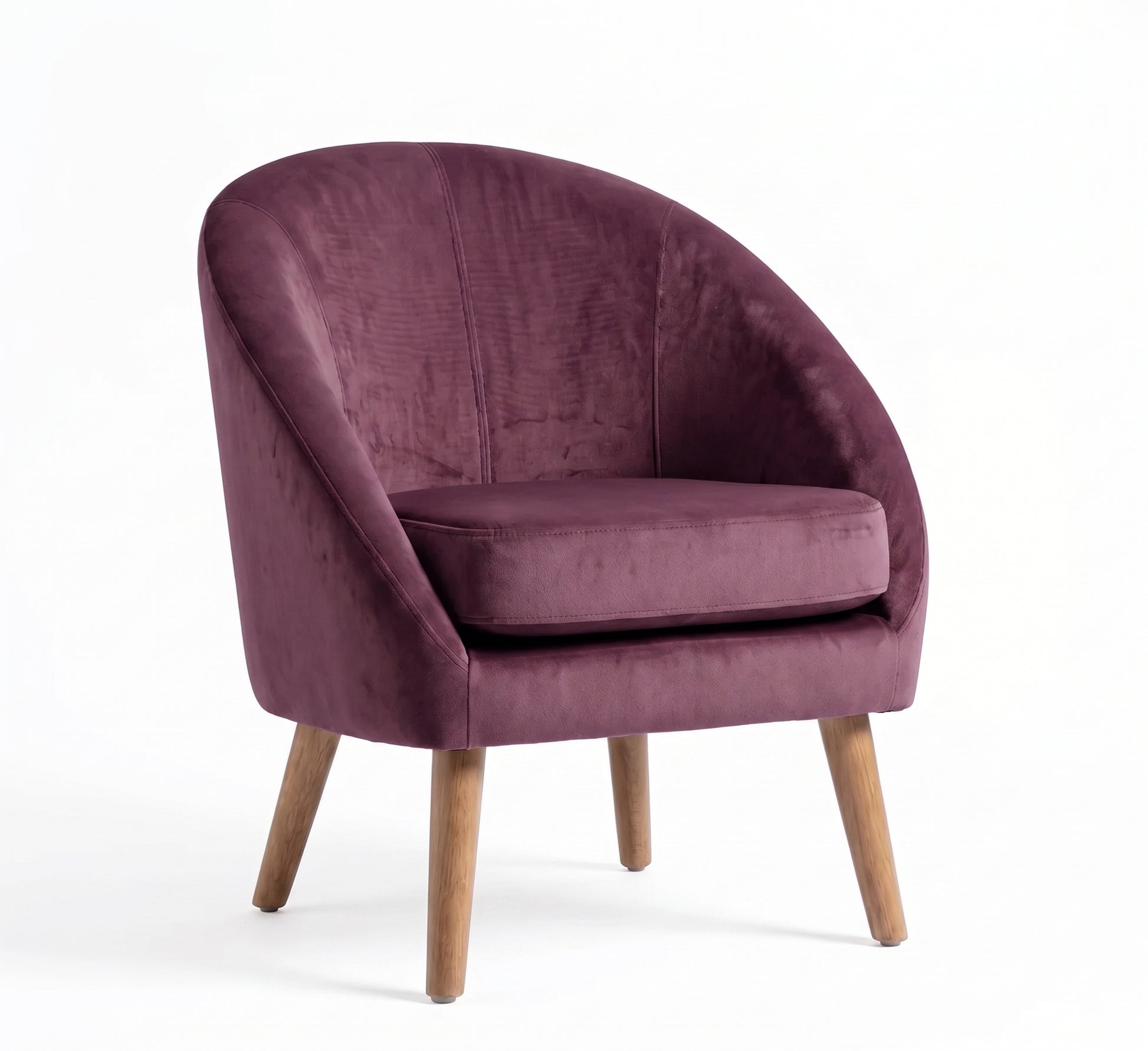Sillón de un cuerpo Paris color Obispo en pana antimanchas importada, forma redonda y compacta con apoyabrazos integrados — que no ocupe mucho lugar en el living. Hecho a medida por Tienda de Banquitos.