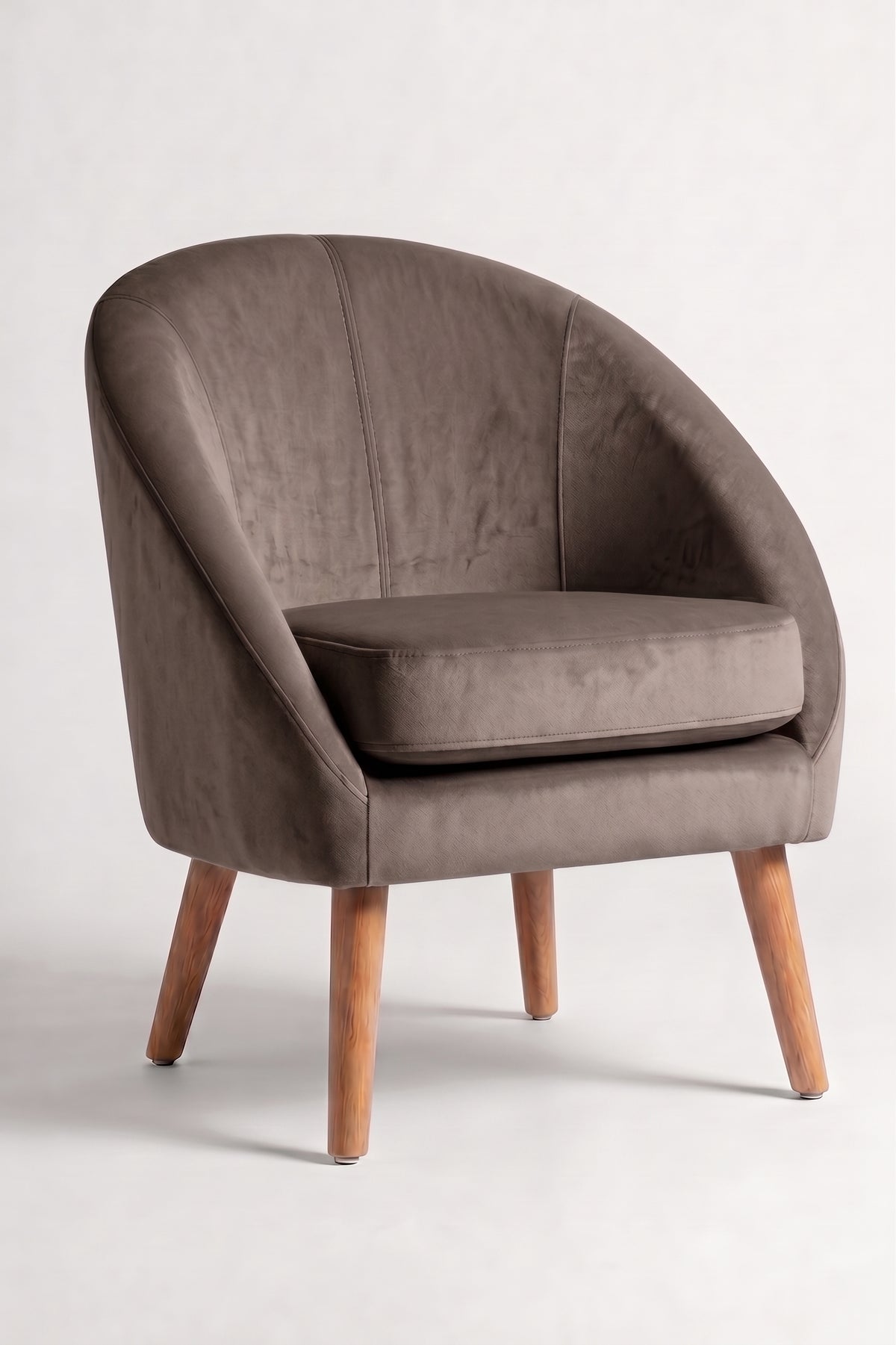 Sillón de un cuerpo Paris color Stone en pana antimanchas importada, forma redonda y compacta con apoyabrazos integrados — que no ocupe mucho lugar en el living. Hecho a medida por Tienda de Banquitos.