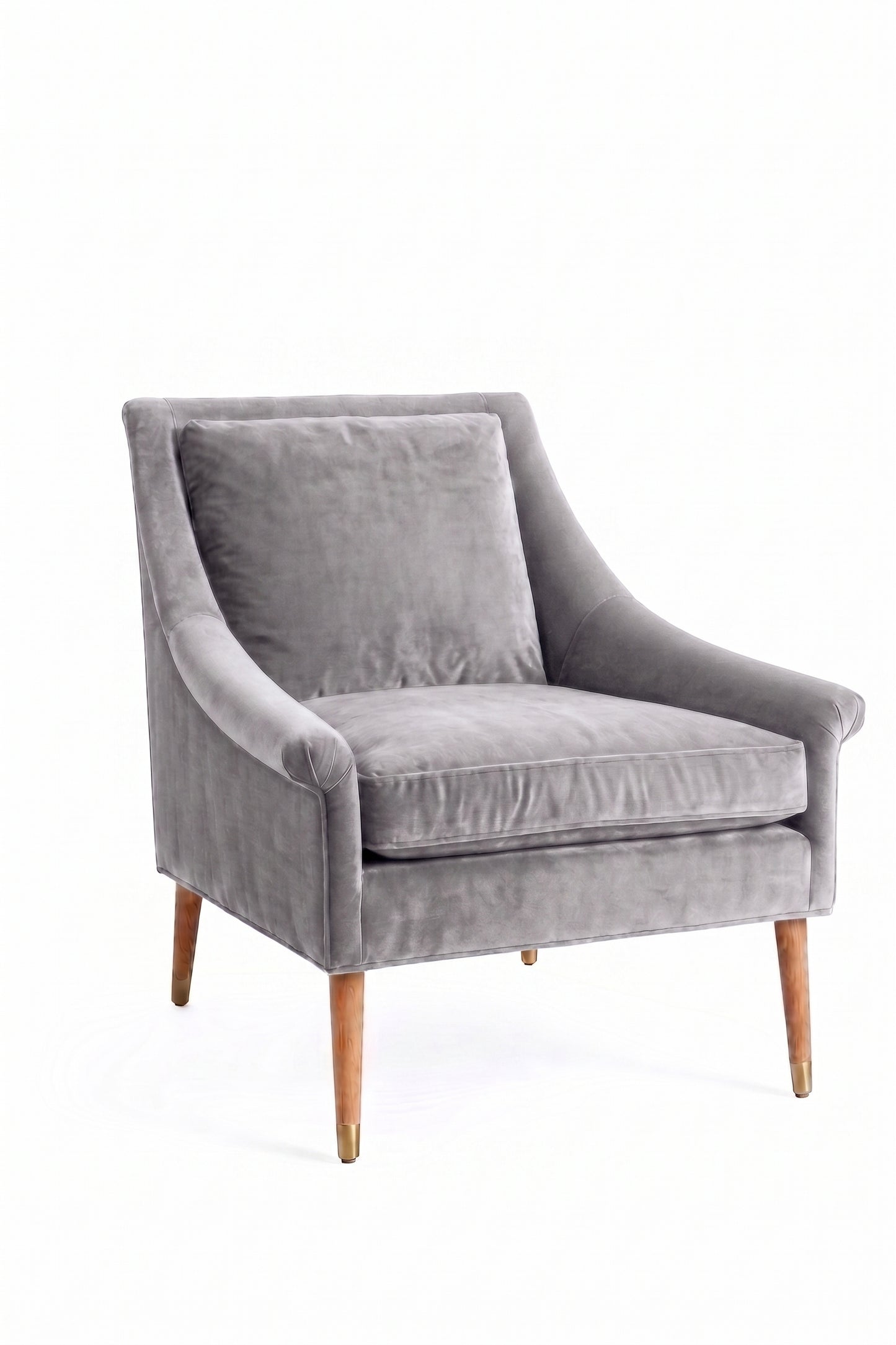 Sillón de un cuerpo Bélgica color Plata en pana antimanchas importada, diseño simple y envolvente — perfecto para un espacio de lectura sereno. Hecho a medida por Tienda de Banquitos.