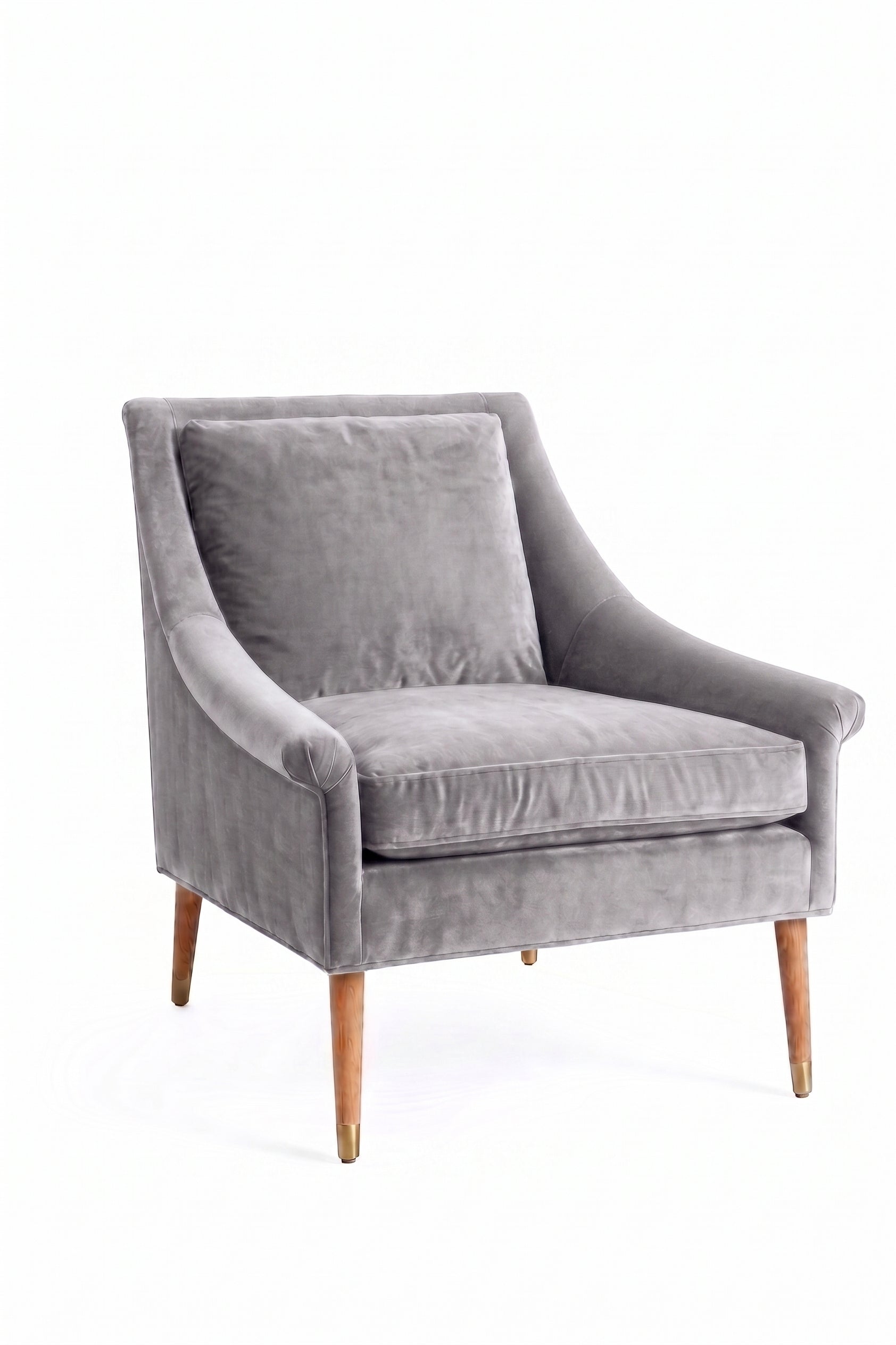 Sillón de un cuerpo Bélgica color Plata en pana antimanchas importada, diseño simple y envolvente — perfecto para un espacio de lectura sereno. Hecho a medida por Tienda de Banquitos.