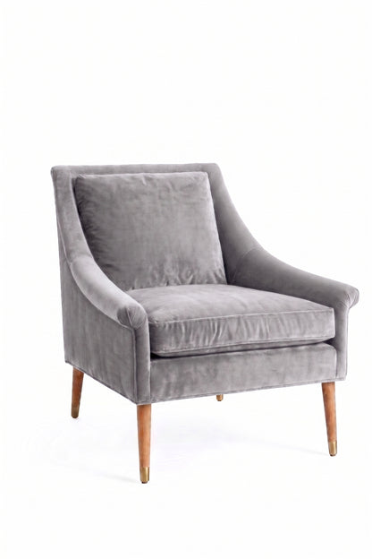 Sillón de un cuerpo Bélgica color Plata en pana antimanchas importada, diseño simple y envolvente — perfecto para un espacio de lectura sereno. Hecho a medida por Tienda de Banquitos.