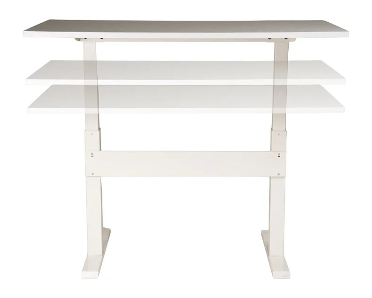 Puesto elevable manual G1 de Archivos Activos blanco con travesaño, con la tapa en tres alturas