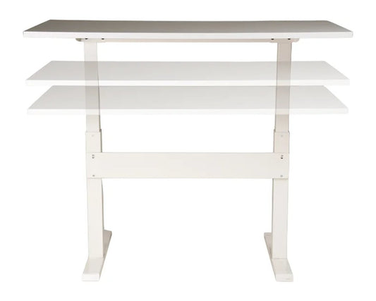 Puesto elevable manual G1 de Archivos Activos blanco con travesaño, con la tapa en tres alturas