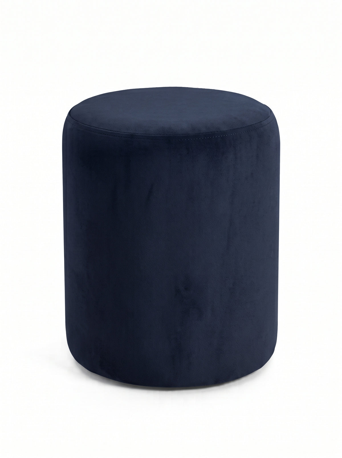 Puff Fina en pana antimanchas color Azul, redondo y sin patas, imagen ilustrativa - Tienda de Banquitos