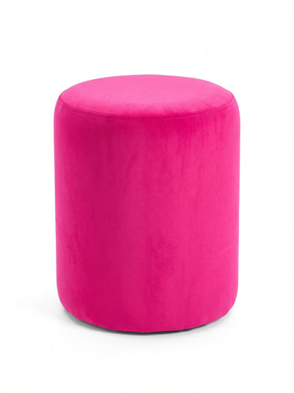 Puff Fina en pana antimanchas color Chicle, redondo y sin patas, imagen ilustrativa - Tienda de Banquitos