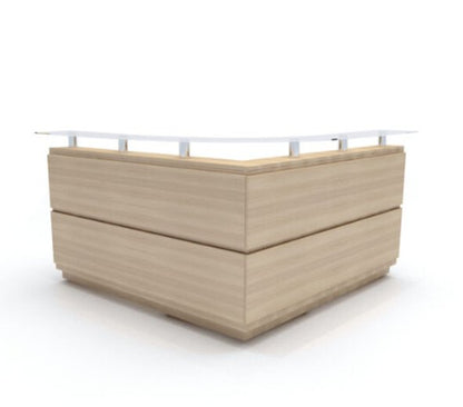 Recepción Axioma de Archivos Activos en ángulo de 90°, madera clara, con plano de vidrio en voladizo
