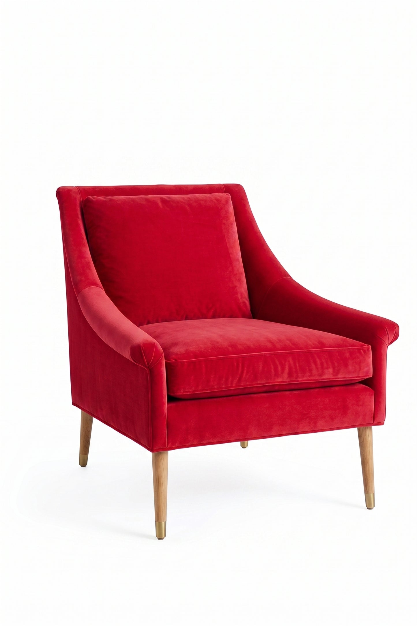Sillón de un cuerpo Bélgica color Rojo en pana antimanchas importada, diseño simple y envolvente — para un living simple y cómodo. Hecho a medida por Tienda de Banquitos.