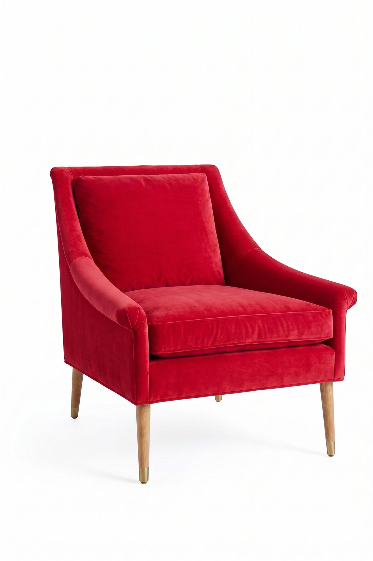 Sillón de un cuerpo Bélgica color Rojo en pana antimanchas importada, diseño simple y envolvente — para un living simple y cómodo. Hecho a medida por Tienda de Banquitos.