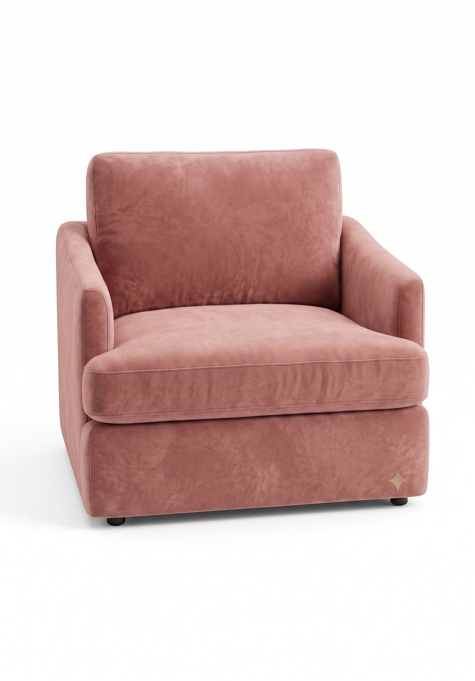 Sillón de un cuerpo Elton color Rosa en pana antimanchas importada, silueta simple y minimalista — para un living que combine con cualquier estilo sin complicarse. Hecho a medida por Tienda de Banquitos.