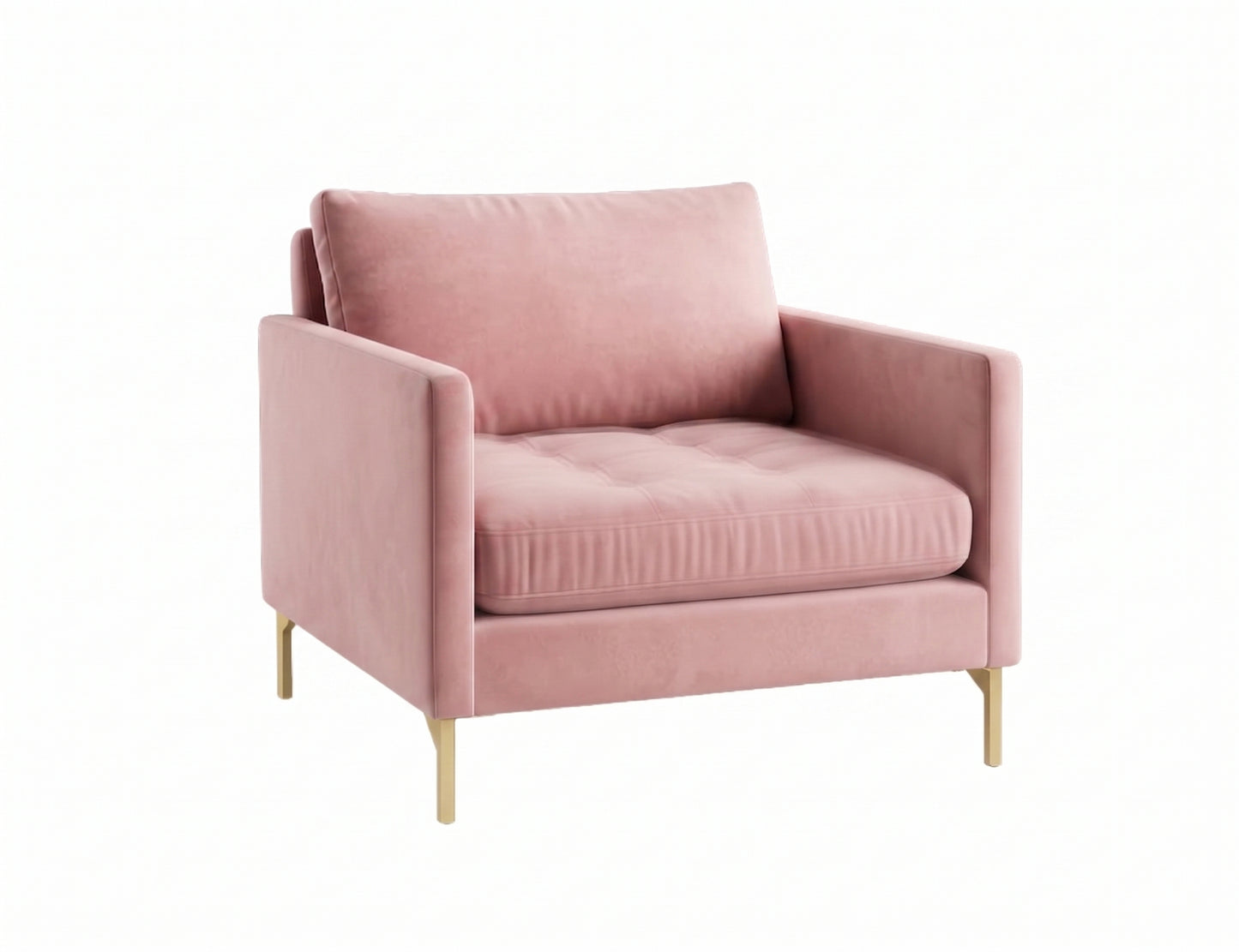 Sillón de un cuerpo Ristretto color Rosa en pana antimanchas importada, detalle textural en el asiento y patas doradas — que le da onda al living. Hecho a medida por Tienda de Banquitos.