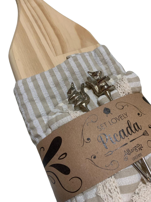 Set picada premium - detalle del caminito y panera incluidos
