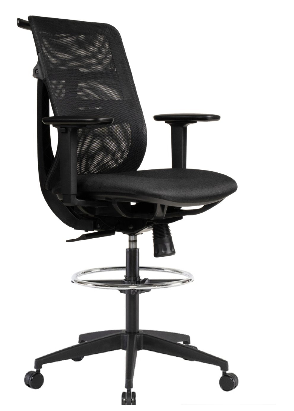 Silla cajera Flexor Mesh de Archivos Activos negra, con respaldo de red, brazos regulables, aro apoyapiés y ruedas