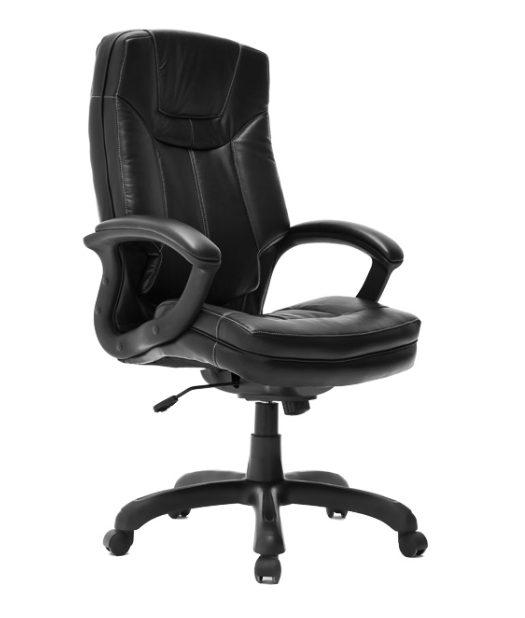 Silla gerencial Foster de Archivos Activos en ecocuero negro, vista de frente