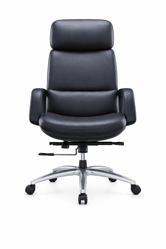Silla gerencial Volt de Archivos Activos negra, con tapizado integral, cabezal y base cromada