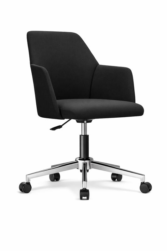 Silla meeting Belle de Archivos Activos negra, tapizada, con base cromada de 5 ruedas