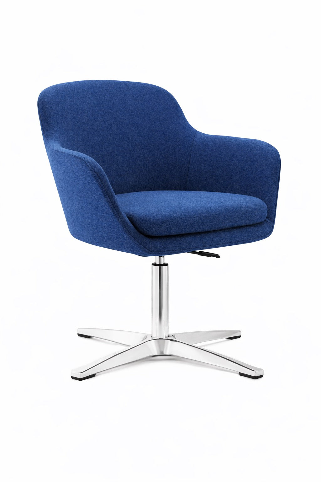 Silla meeting Moon de Archivos Activos azul, sillón envolvente con base giratoria de aluminio