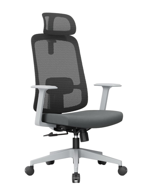 Silla operativa Ark de Archivos Activos gris con apoyacabeza de malla