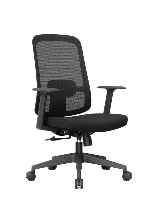 Silla operativa Ark de Archivos Activos negra, con respaldo de malla, brazos 2D y base de 5 ruedas