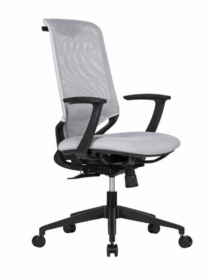 Silla operativa Aston de Archivos Activos con respaldo de malla gris y estructura negra