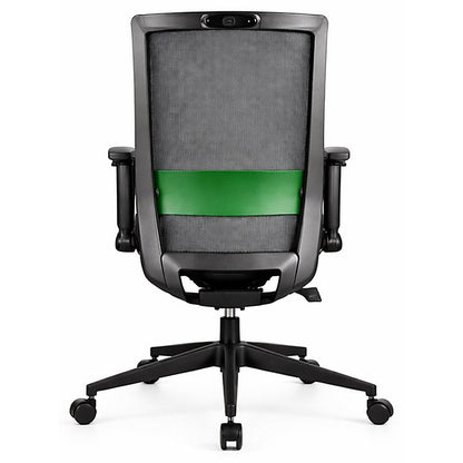 Silla operativa Giga de Archivos Activos vista de atrás, con la banda lumbar verde