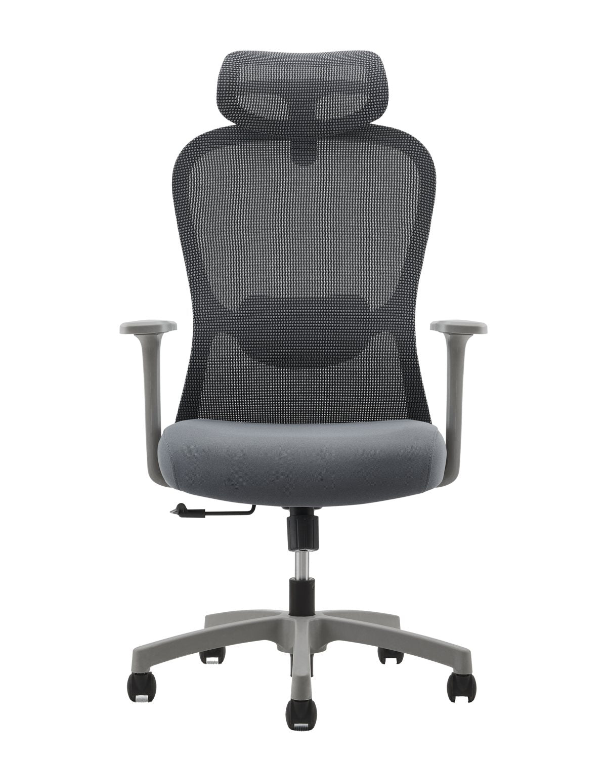 Silla operativa Orwell de Archivos Activos gris con apoyacabeza, vista de frente