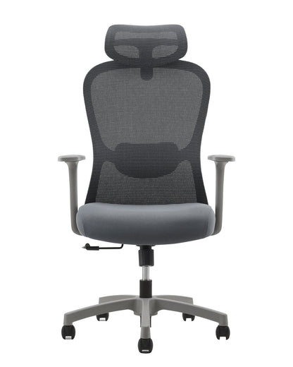 Silla operativa Orwell de Archivos Activos gris con apoyacabeza, vista de frente