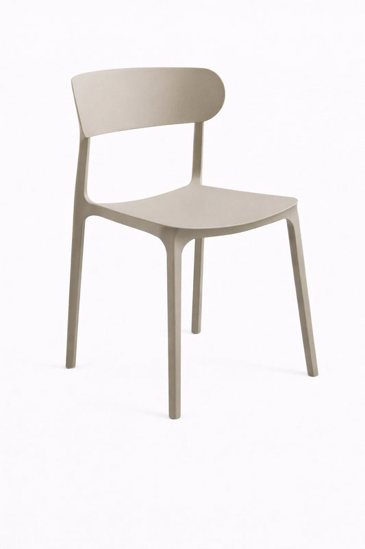 Silla plástica Dora de Archivos Activos color beige, de una pieza con respaldo curvo abierto